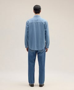 Heren overhemd lange mouw blauw