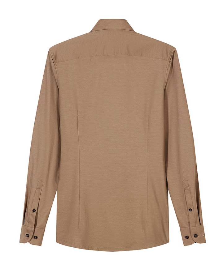 Heren overhemd lange mouw bruin