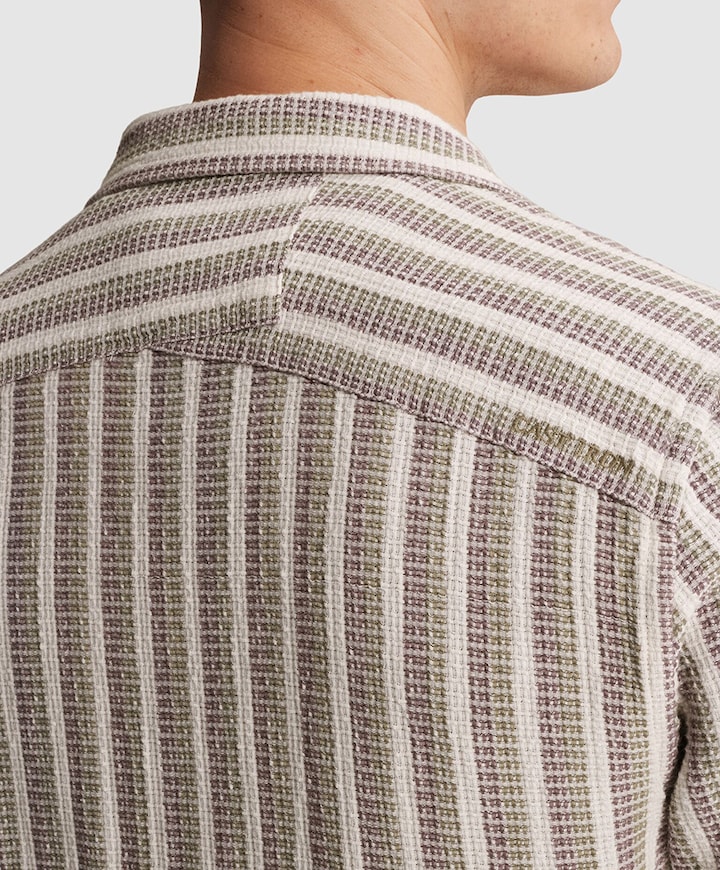 Heren overhemd korte mouw beige
