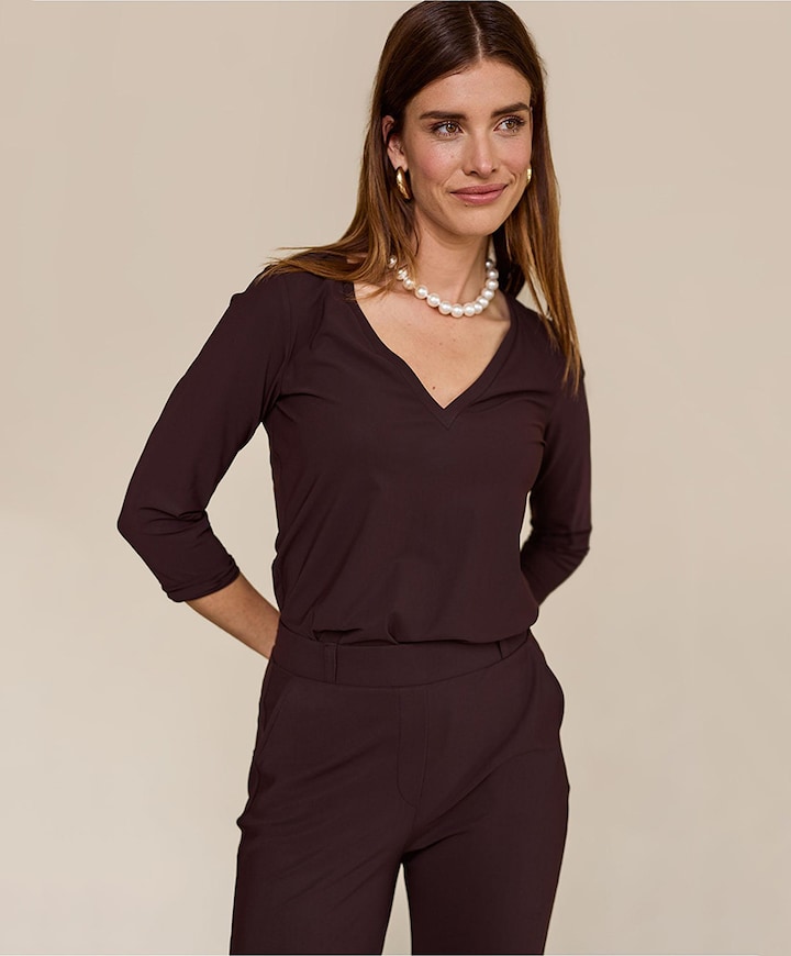 Dames longsleeve bruin