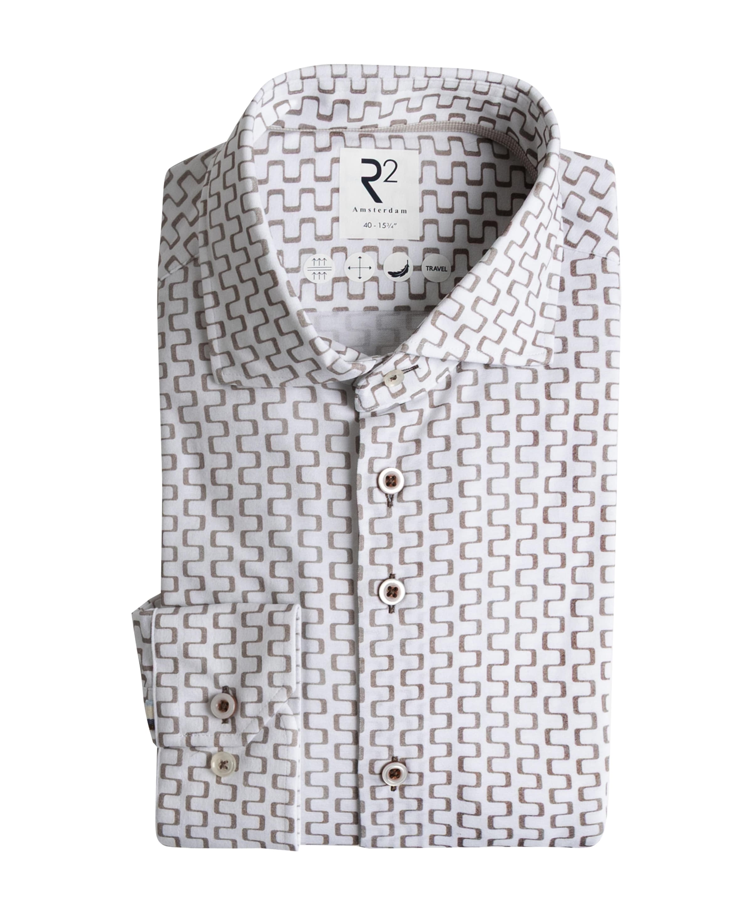 Heren overhemd lange mouw beige