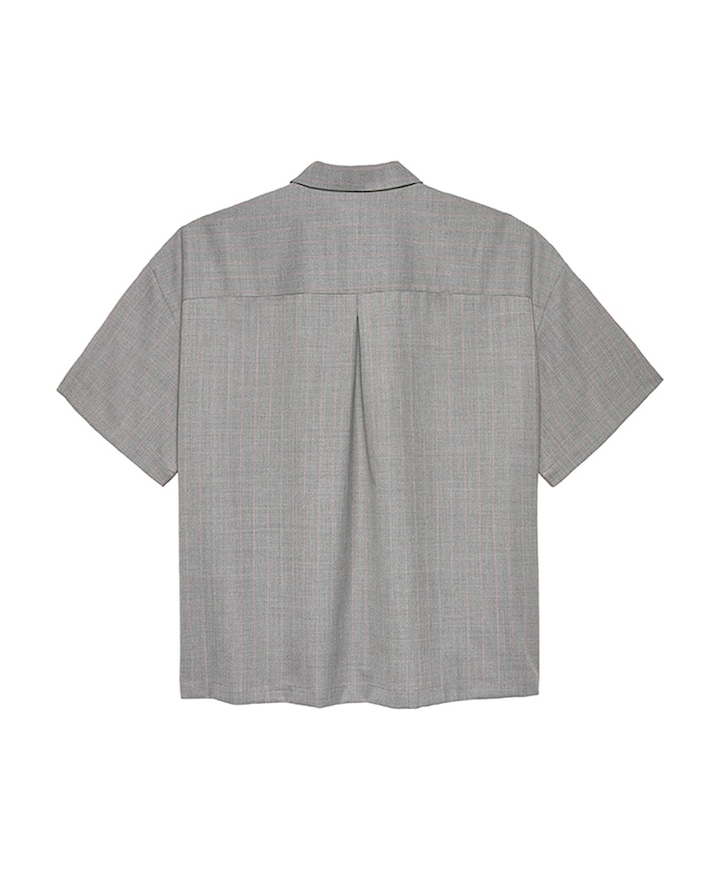 Heren overhemd korte mouw grijs