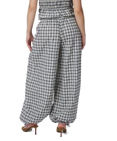 Roxane Balloon Check dames broek zwart