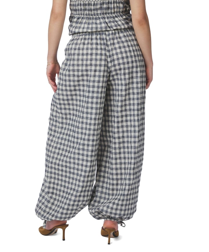 Roxane Balloon Check dames broek zwart