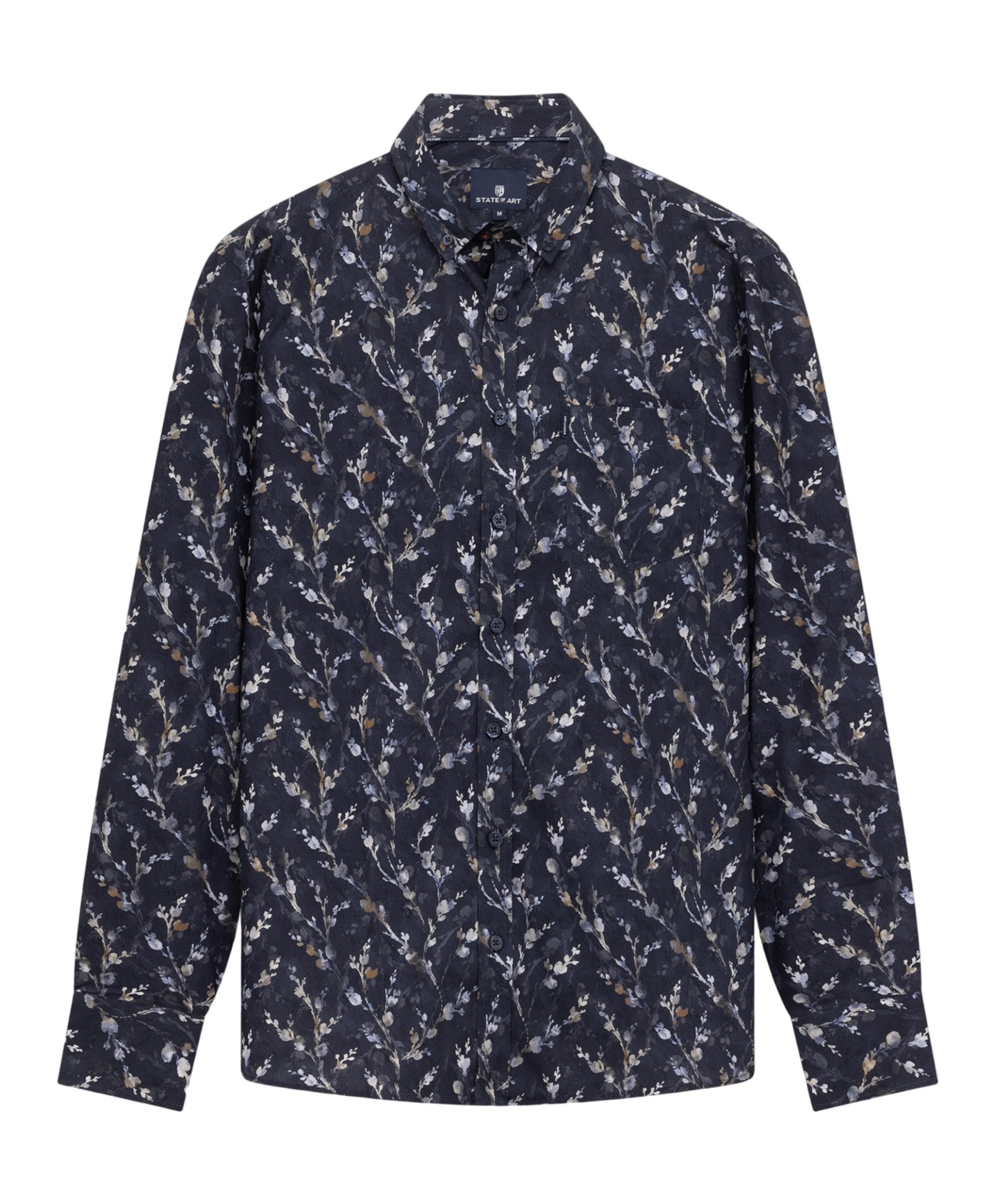 Heren overhemd lange mouw blauw