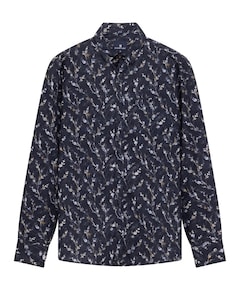 Heren overhemd lange mouw blauw