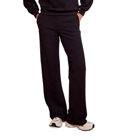 Structured Wide-Leg broek zwart