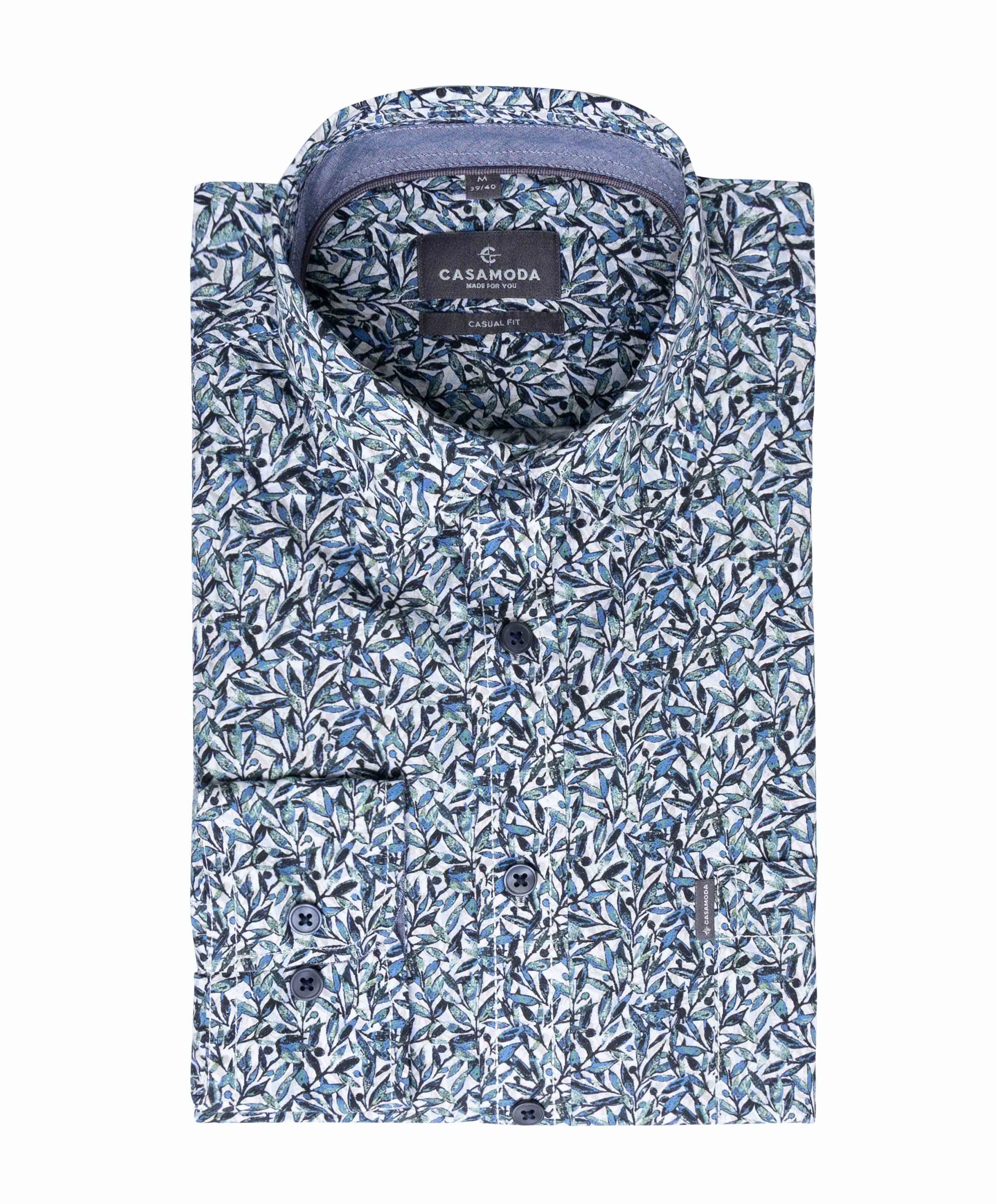 Heren overhemd lange mouw blauw