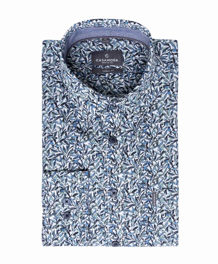 Heren overhemd lange mouw blauw