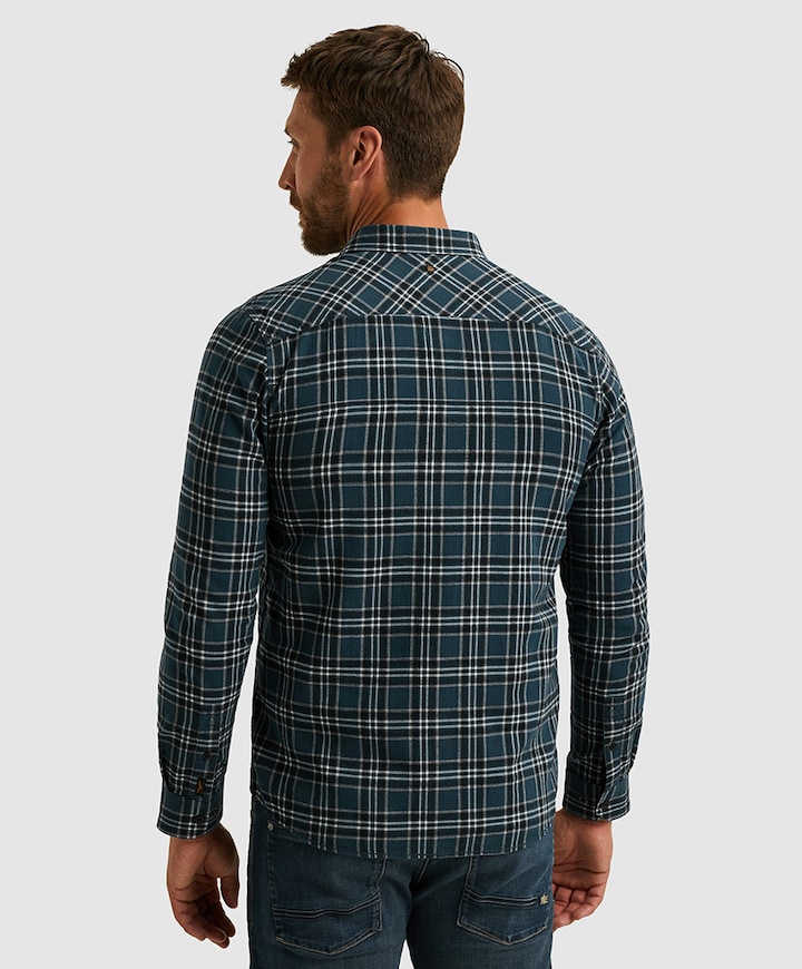 Heren overhemd lange mouw blauw