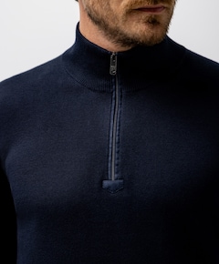 Heren trui met rits blauw