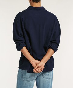 Heren overhemd lange mouw blauw