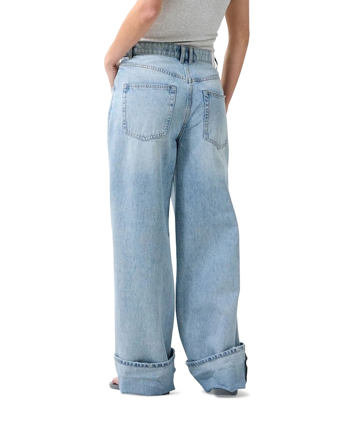 Super loose fit jeans damaged dames jeans blauw