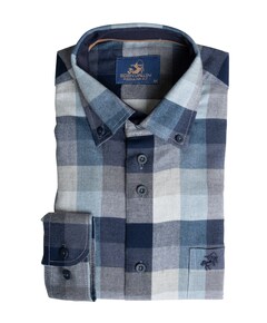 Heren overhemd lange mouw blauw