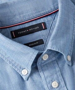 Heren overhemd lange mouw blauw