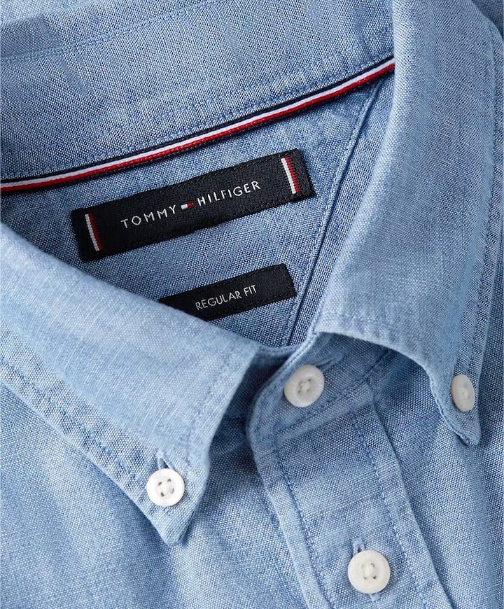 Heren overhemd lange mouw blauw