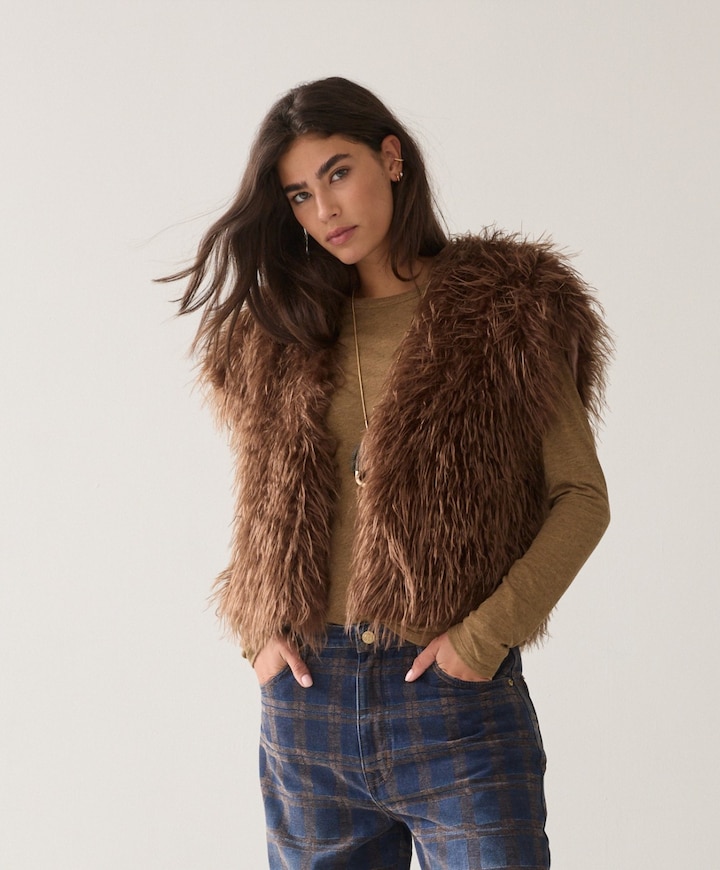 Dames gilet bruin