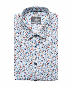 Heren overhemd korte mouw blauw