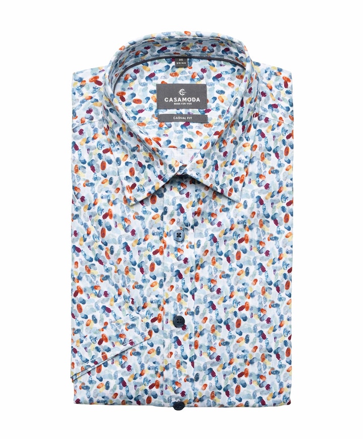 Heren overhemd korte mouw blauw