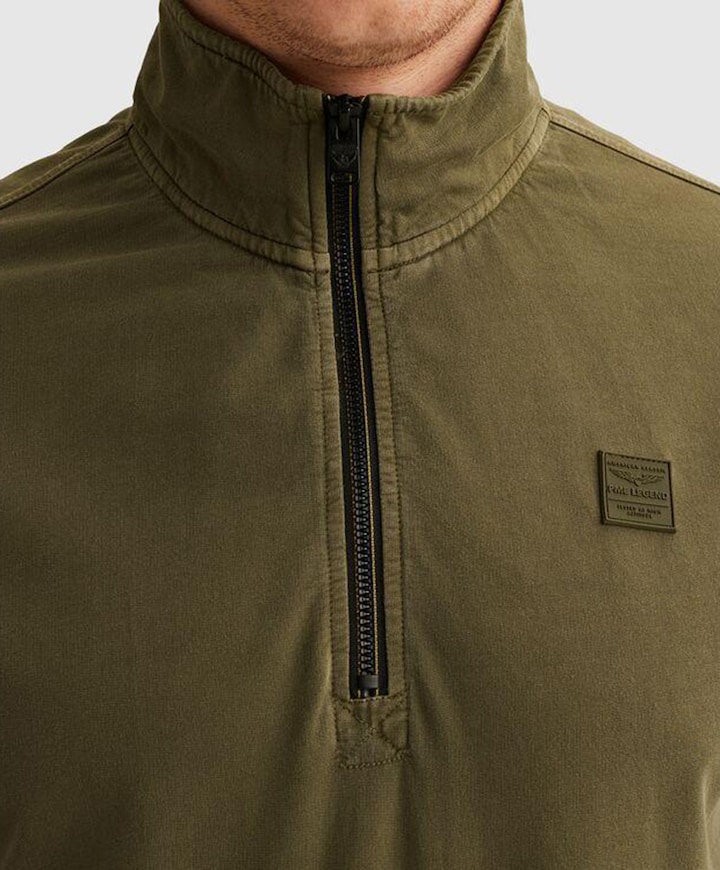 Heren trui met rits groen