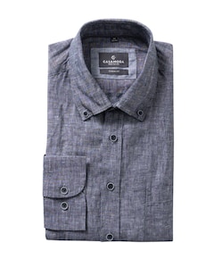 Heren overhemd lange mouw blauw