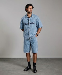 Heren overhemd korte mouw blauw