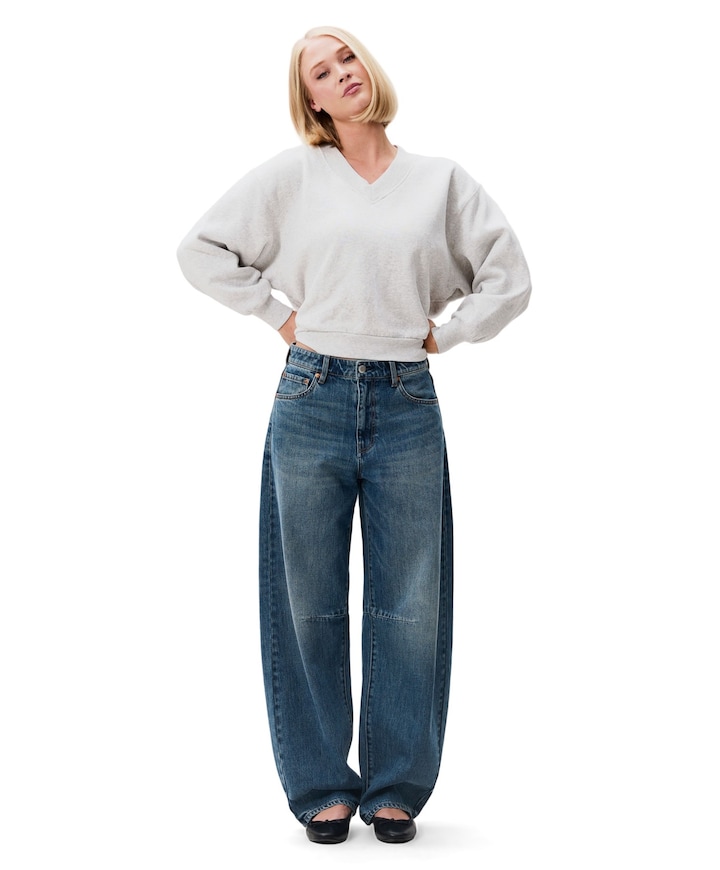 Bold barrel fit dames jeans blauw