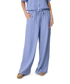 Regular length wide leg dames broek blauw