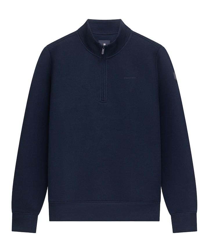 Heren trui met rits blauw