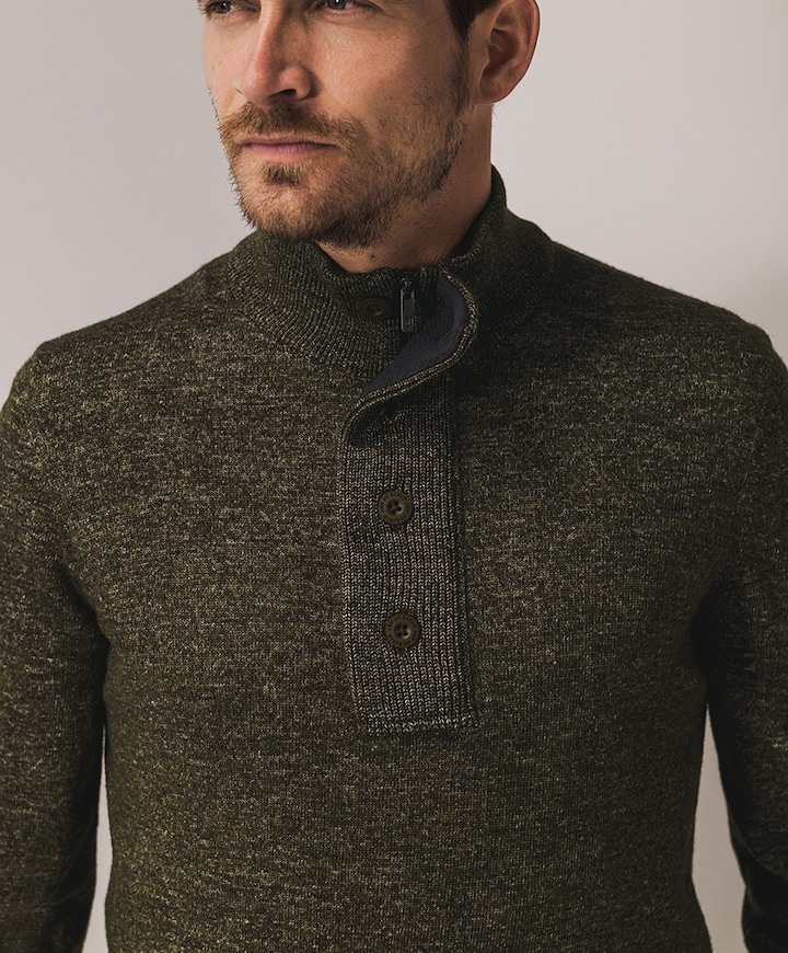 Heren trui met rits bruin