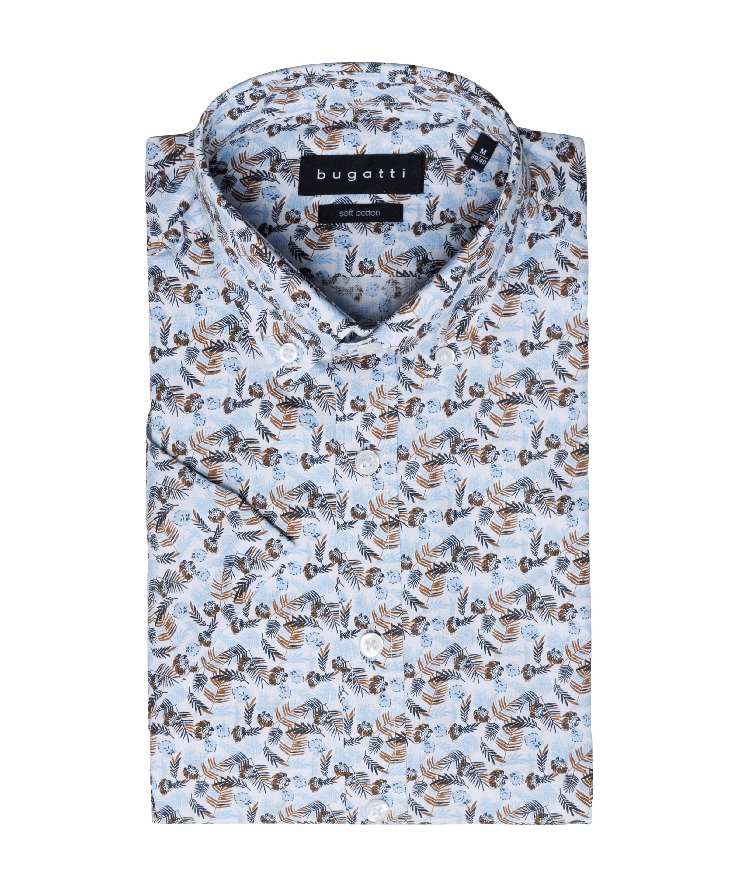 Heren overhemd korte mouw blauw