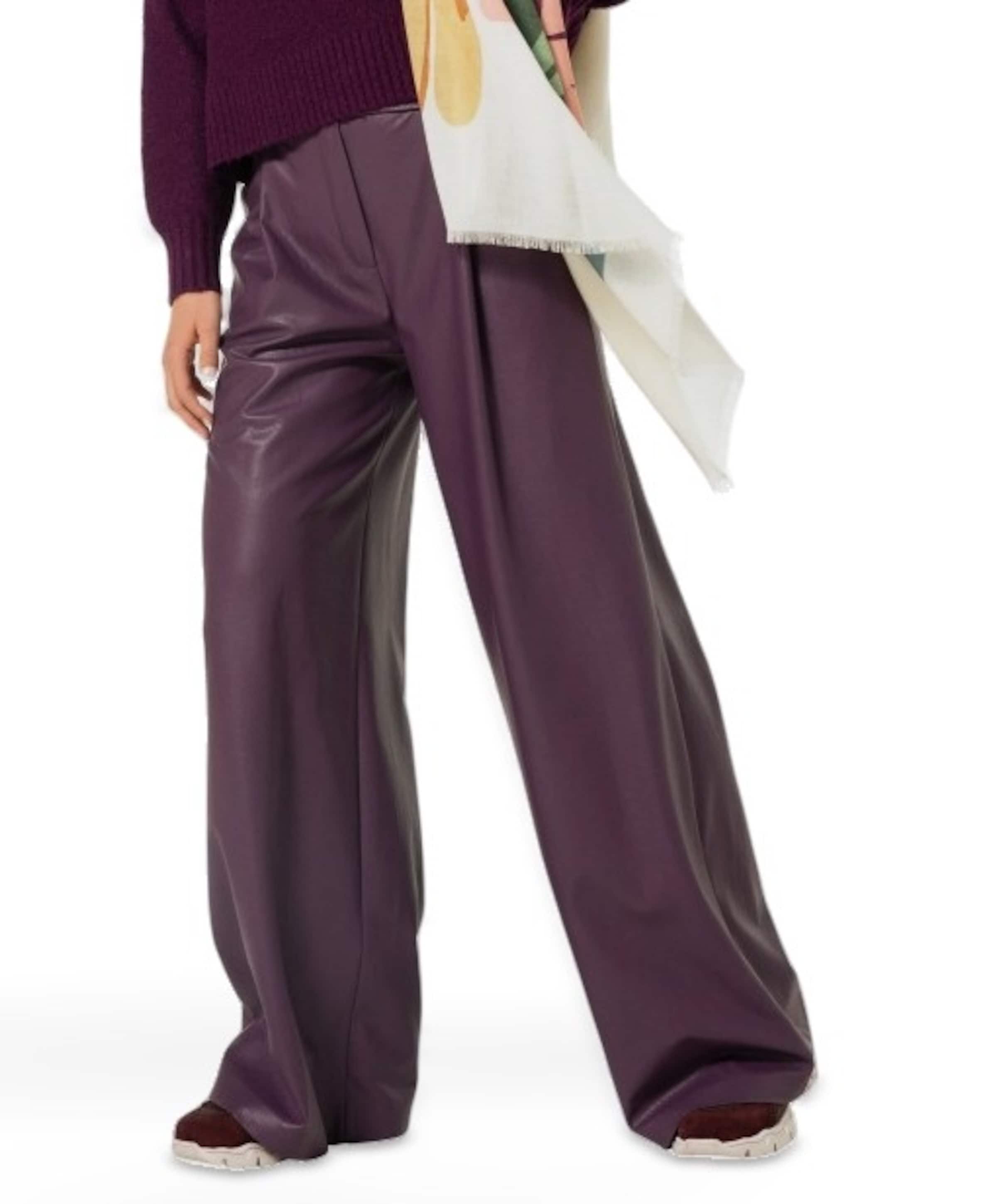 Vegan leather-effen-asymmetrisch dames broek paars