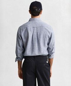 Heren overhemd lange mouw blauw