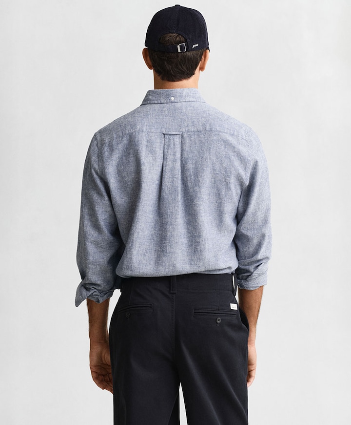 Heren overhemd lange mouw blauw