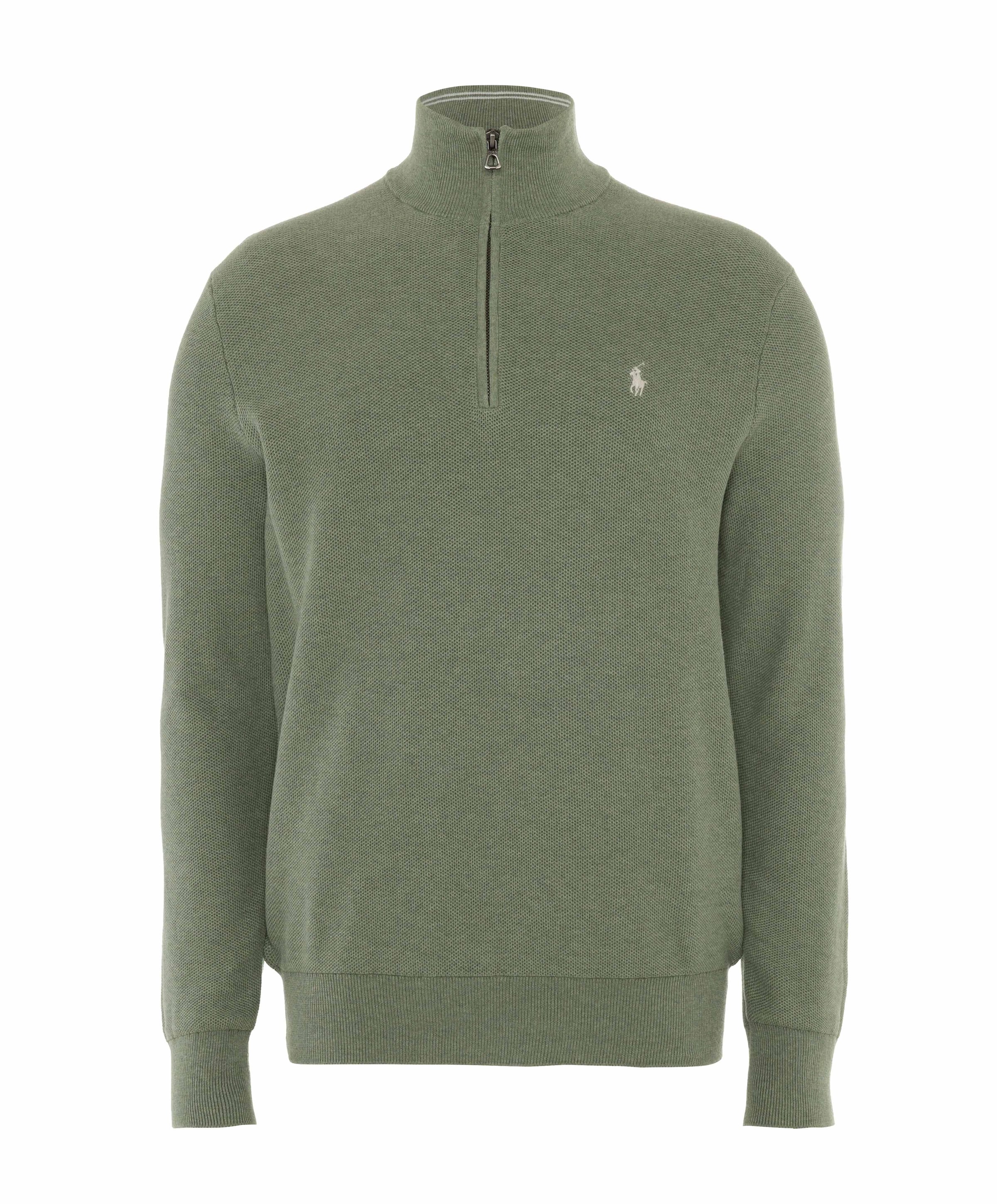 Heren trui met rits groen