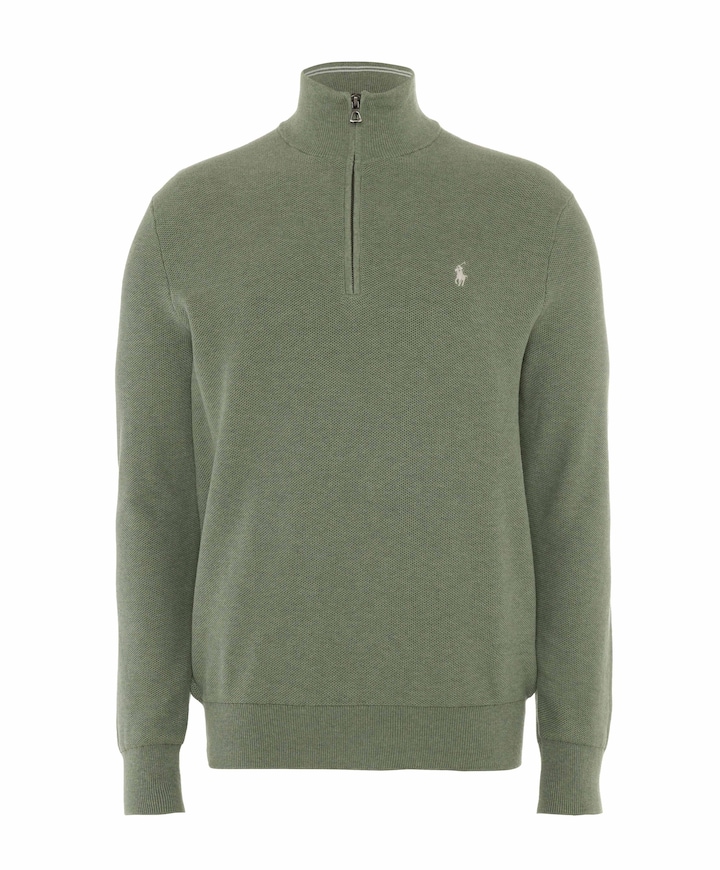 Heren trui met rits groen