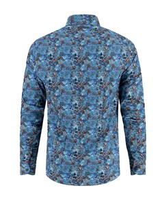 Heren overhemd lange mouw blauw