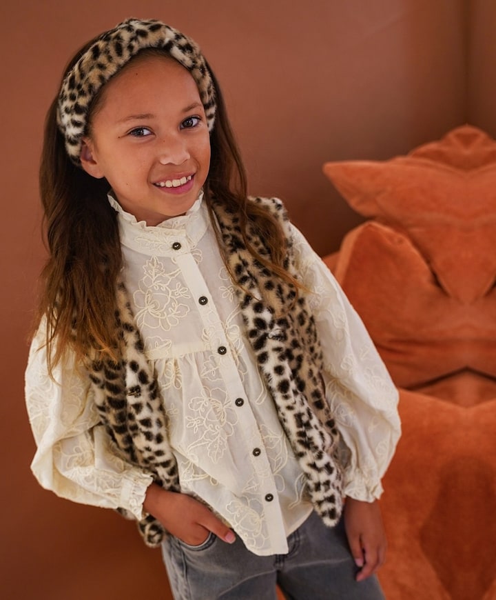 Meisjes blouse lange mouw ecru