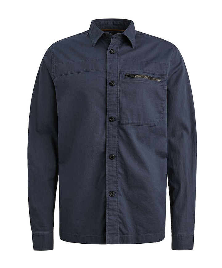 Heren overhemd lange mouw blauw