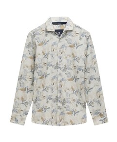 Heren overhemd lange mouw beige