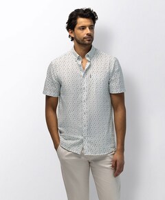 Heren overhemd korte mouw groen