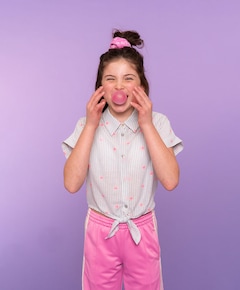 Meisjes blouse korte mouw ecru