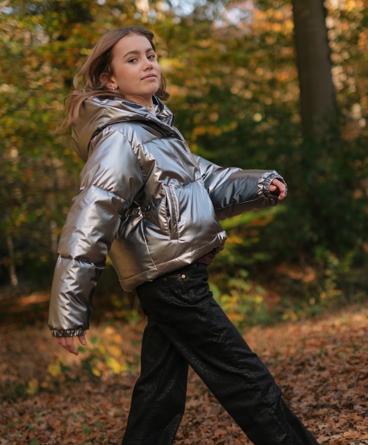 Meisjes jas zilver
