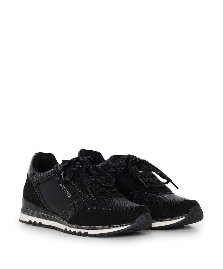 Lace-up dames sneakers zwart