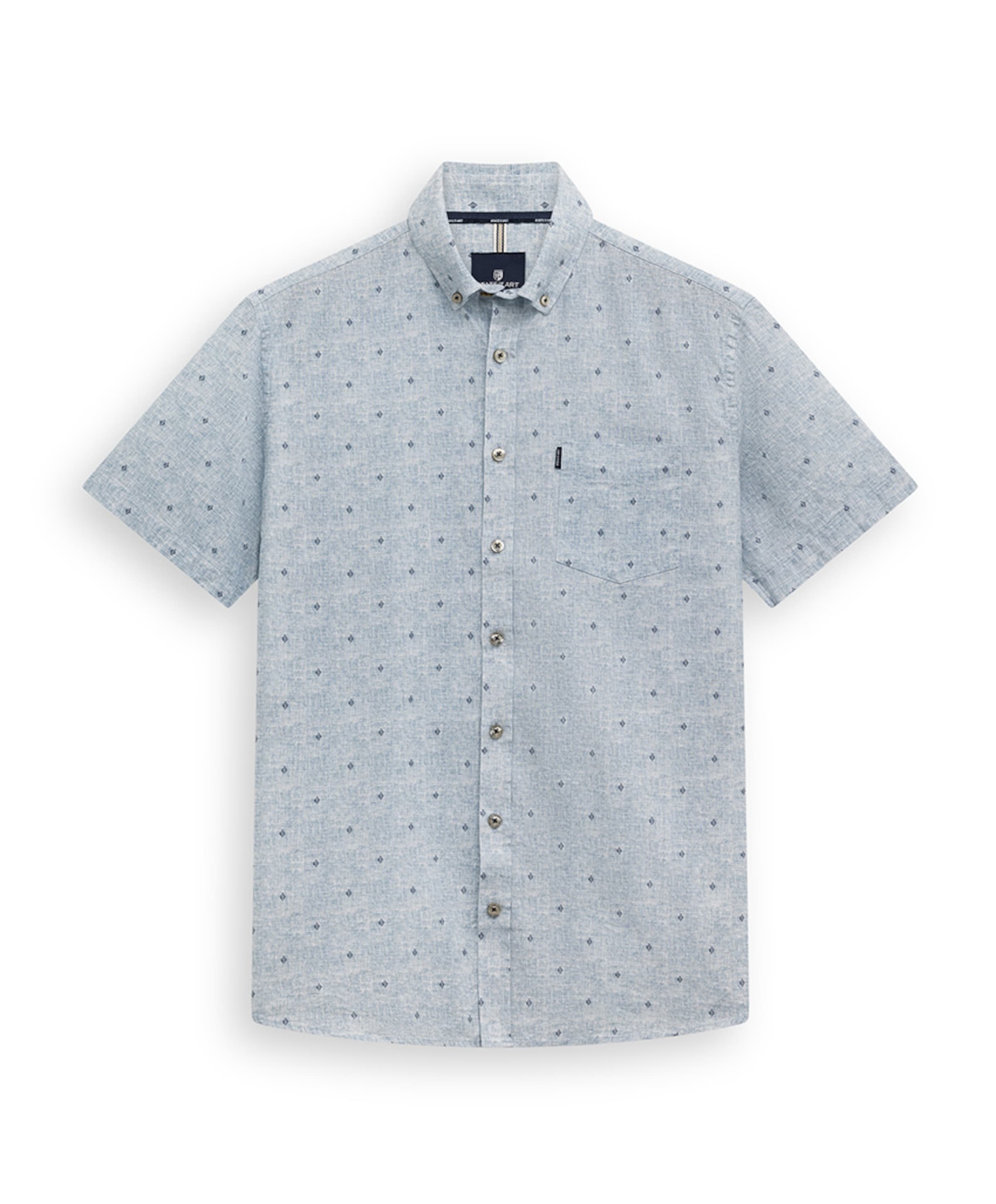 Heren overhemd korte mouw blauw