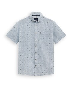 Heren overhemd korte mouw blauw