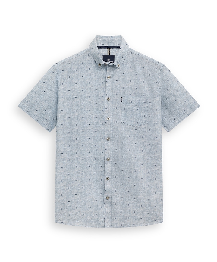 Heren overhemd korte mouw blauw