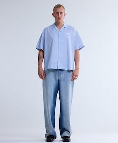 Heren overhemd korte mouw blauw