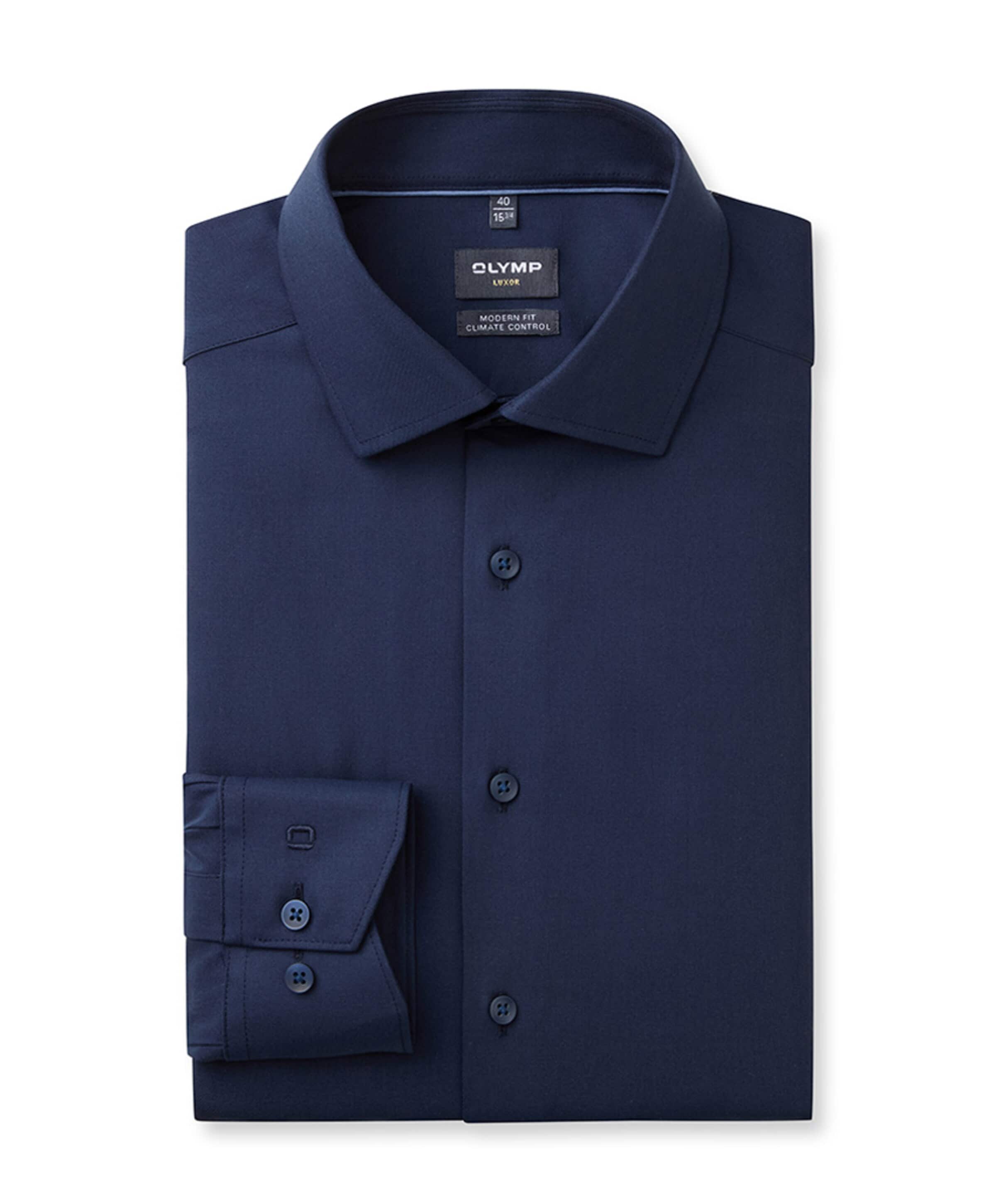 Heren overhemd lange mouw blauw