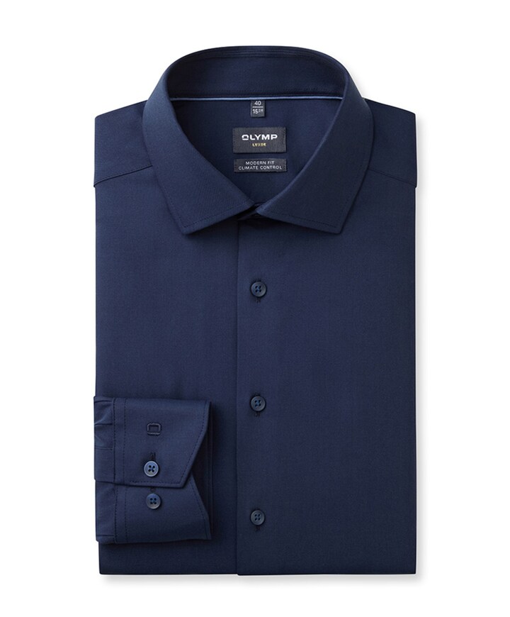 Heren overhemd lange mouw blauw